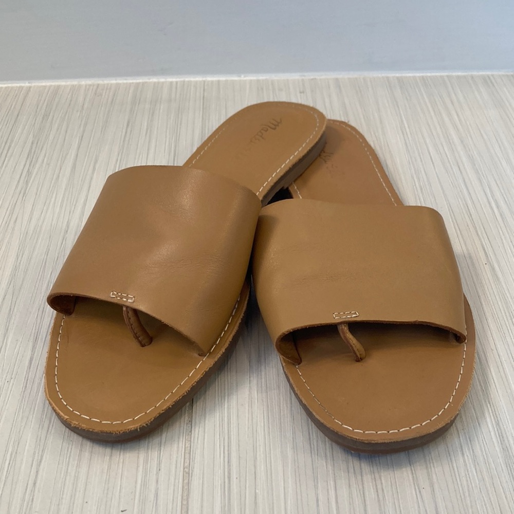 Madewell Boardwalk Post-Slide Leather Sandal - Desert Camel